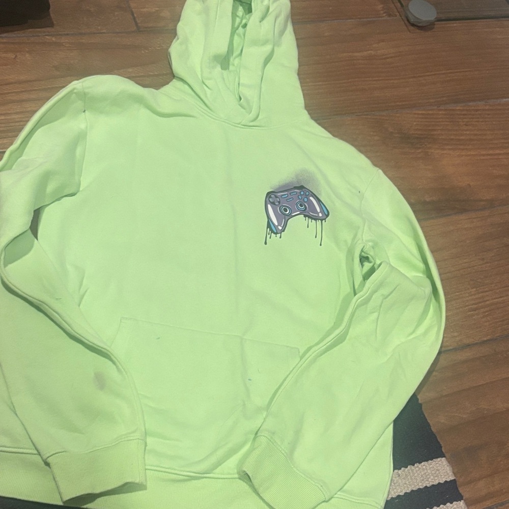 H&M Lime Green Hoodie with Game Controller Graphic